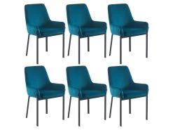 Lot De 6 Chaises Avec Accoudoirs En Velours Et Métal - Bleu - CAROLONA De Pascal MORABITO -Magasin de meubles de restaurant chaise 8741651