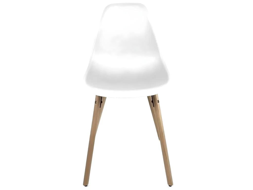KAYELLES Lot De 4 Chaises Scandinaves De Cuisine Pieds Bois OVA (Blanc) 4 KAYELLES Lot De 4 Chaises Scandinaves De Cuisine Pieds Bois OVA (Blanc) – Image 2