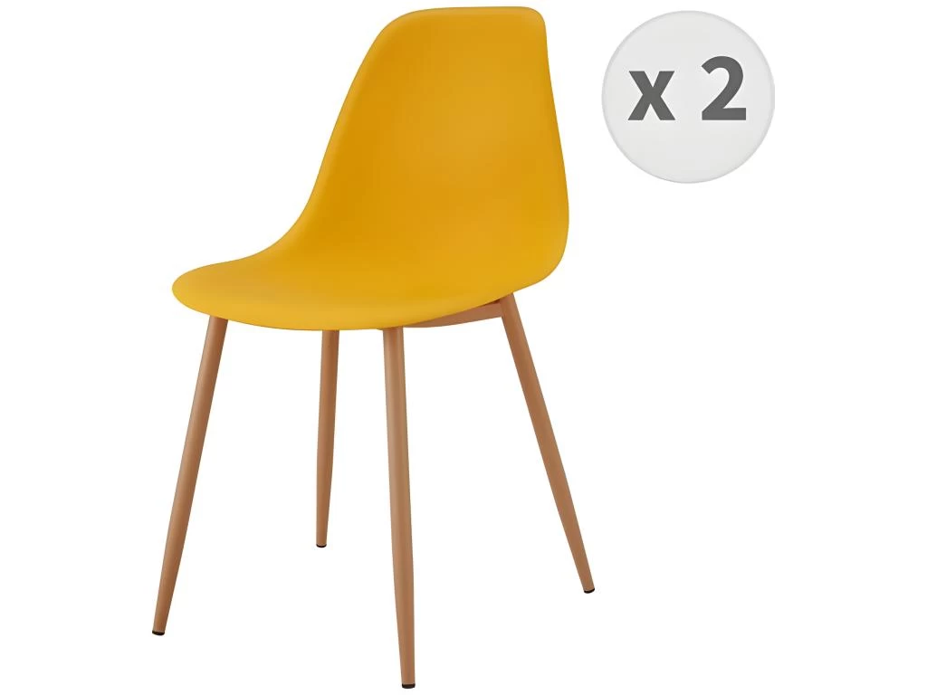 ESTER - Chaise Scandinave Curry Pieds Métal Bois (X2) 3 ESTER - Chaise Scandinave Curry Pieds Métal Bois (X2)