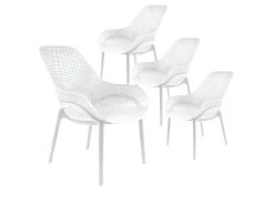 MONICA - Lot De 4 Fauteuils Coque Plastique Blanche