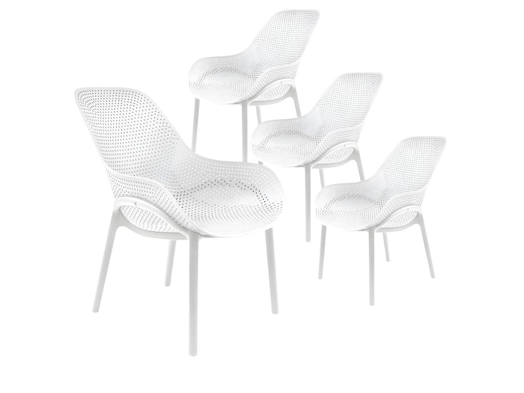 MONICA - Lot De 4 Fauteuils Coque Plastique Blanche 3 MONICA - Lot De 4 Fauteuils Coque Plastique Blanche