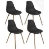KAYELLES Lot De 4 Chaises Scandinaves De Cuisine Pieds Bois OVA (Noir) -Magasin de meubles de restaurant chaise 8936661