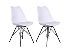HAGA - Lot De 2 Chaises Blanches Avec Piétement Métallique