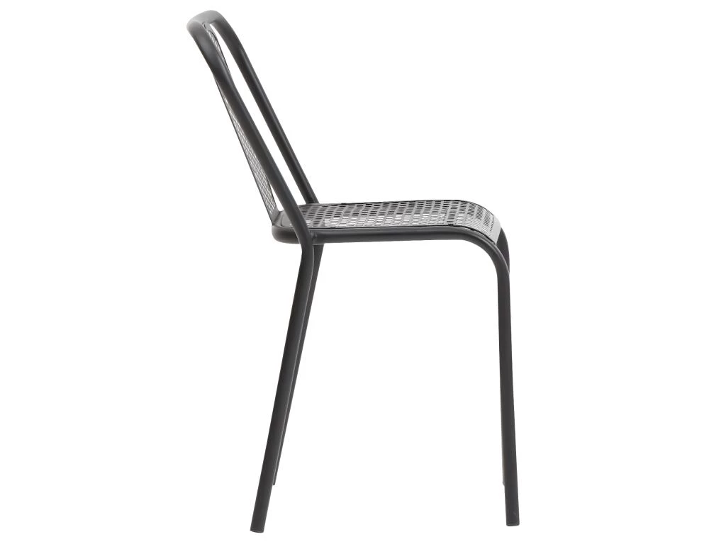 Chaise Perforée En Métal Noir Julien (lot De 2) 7 Chaise Perforée En Métal Noir Julien (lot De 2) – Image 5