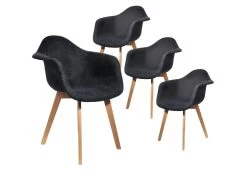 STYGN - Lot De 4 Fauteuils Avec Maille Noire Fils Argentés