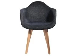 STYGN - Lot De 4 Fauteuils Avec Maille Noire Fils Argentés -Magasin de meubles de restaurant chaise 8937505