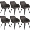 Lot De 6 Chaises Pieds Noir Siège De Salon Cuisine Salle à Manger Design élégant Tissu Gris Foncé 08_0000056 -Magasin de meubles de restaurant chaise 8938045