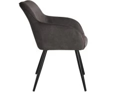 Lot De 6 Chaises Pieds Noir Siège De Salon Cuisine Salle à Manger Design élégant Tissu Gris Foncé 08_0000056 -Magasin de meubles de restaurant chaise 8938049