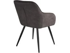 Lot De 6 Chaises Pieds Noir Siège De Salon Cuisine Salle à Manger Design élégant Tissu Gris Foncé 08_0000056 -Magasin de meubles de restaurant chaise 8938051