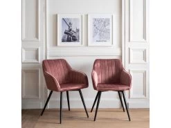 Lot De 2 Chaises En Velours BERTILLE Roses - HAPPY GARDEN -Magasin de meubles de restaurant chaise 8938097