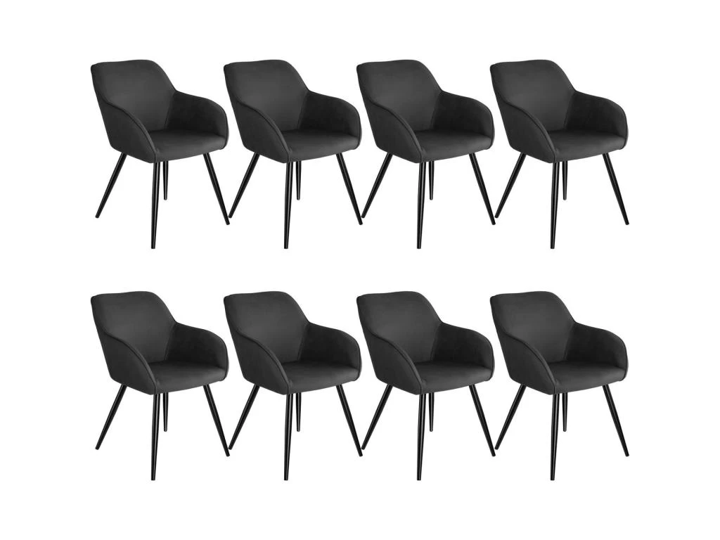 Lot De 8 Chaises Pieds Noir Siège De Salon Cuisine Salle à Manger Design élégant Anthracite 08_0000033 3 Lot De 8 Chaises Pieds Noir Siège De Salon Cuisine Salle à Manger Design élégant Anthracite 08_0000033
