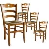 NAPLES - Lot De 4 Chaises Teinté Chêne Et Assises En Paille -Magasin de meubles de restaurant chaise 8938665