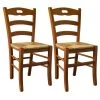 SUZY - Lot De 2 Chaises Teinté Chêne Et Assises En Paille -Magasin de meubles de restaurant chaise 8938695