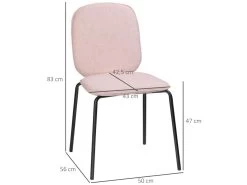 Lot De 2 Chaises Médaillon Style Néo-rétro Piètement Acier Noir Revêtement Tissu Aspect Lin Rose -Magasin de meubles de restaurant chaise 8939875