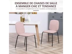 Lot De 2 Chaises Médaillon Style Néo-rétro Piètement Acier Noir Revêtement Tissu Aspect Lin Rose -Magasin de meubles de restaurant chaise 8939877
