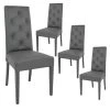TREVI - Lot De 4 Chaises Simili Gris Et Pieds Laqués -Magasin de meubles de restaurant chaise 9175799