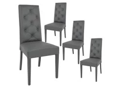 TREVI - Lot De 4 Chaises Simili Gris Et Pieds Laqués