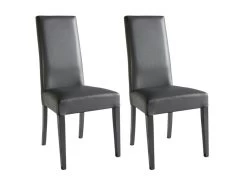 TORINO - Lot De 2 Chaises Simili Gris Et Pieds Laqués