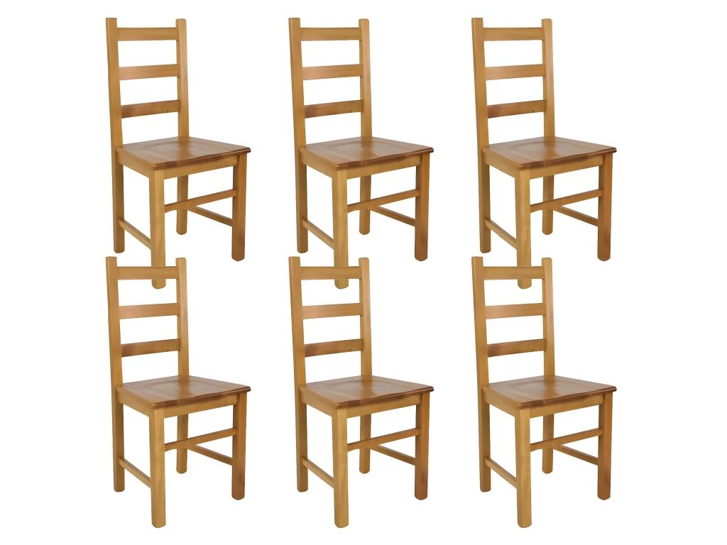 ORTA - Lot De 6 Chaises Teinté Chêne Et Assises En Bois 3 ORTA - Lot De 6 Chaises Teinté Chêne Et Assises En Bois
