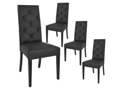 TREVI - Lot De 4 Chaises Simili Noir Et Pieds Laqués