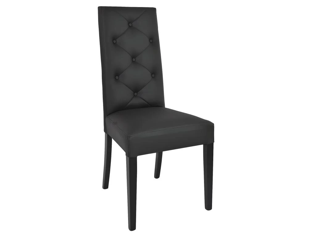 TREVI - Lot De 4 Chaises Simili Noir Et Pieds Laqués 4 TREVI - Lot De 4 Chaises Simili Noir Et Pieds Laqués – Image 2