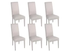 TORINO - Lot De 6 Chaises Simili Gris Clair Et Pieds Laqués