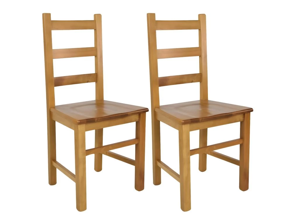 ORTA - Lot De 2 Chaises Teinté Chêne Et Assises En Bois 3 ORTA - Lot De 2 Chaises Teinté Chêne Et Assises En Bois
