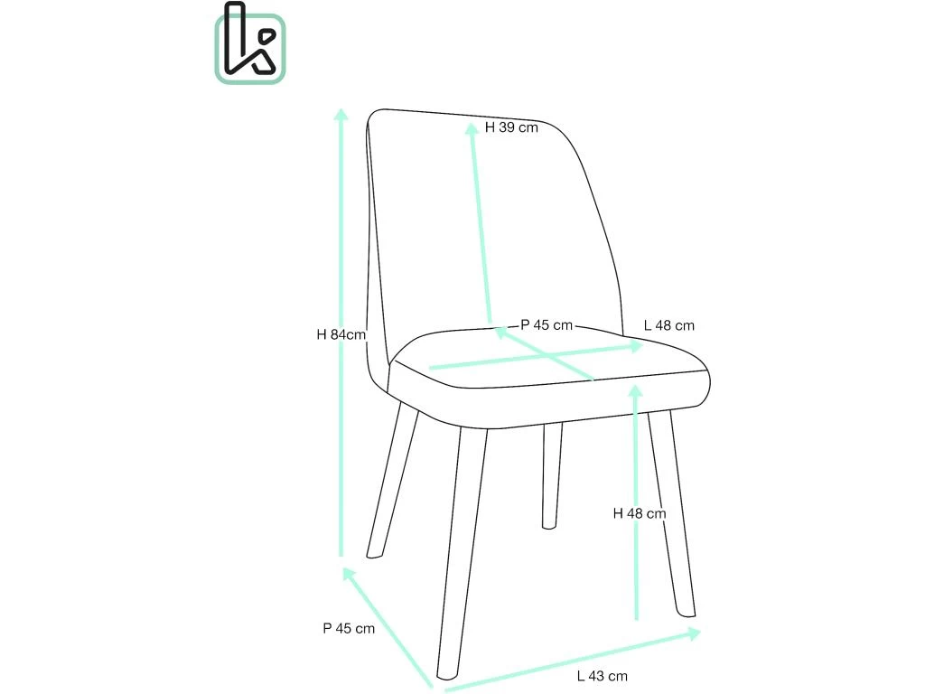 Chaise Scandinave Velours Rembourré DIMA (gris) 7 Chaise Scandinave Velours Rembourré DIMA (gris) – Image 5
