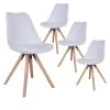 NIBBEN - Lot De 4 Chaises Blanches Et Piétement Hévéa