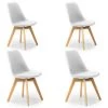 Lot De 4 Chaises Klara Blanc Tapissées En Cuir Synthétique Avec Pieds Bois 1 Lot De 4 Chaises Klara Blanc Tapissées En Cuir Synthétique Avec Pieds Bois -Magasin de meubles de restaurant chaise 9180205