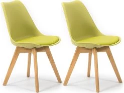 Lot De 2 Chaises Klara Vert Tapissées En Cuir Synthétique Avec Pieds Bois