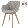 STEFFY - Chaise Scandinave Tissu Lin Pied Hêtre (x4)