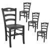 SUZY - Lot De 4 Chaises Laquées Noir Et Assises En Bois