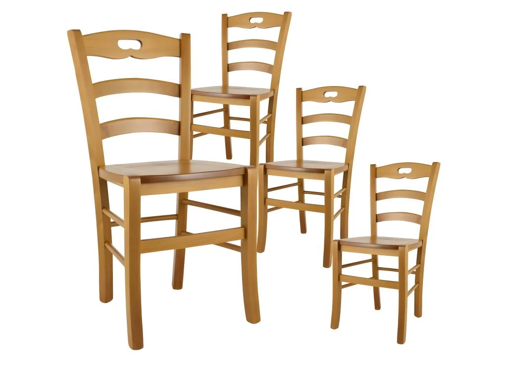 SUZY - Lot De 4 Chaises Teinté Chêne Et Assises En Bois 3 SUZY - Lot De 4 Chaises Teinté Chêne Et Assises En Bois