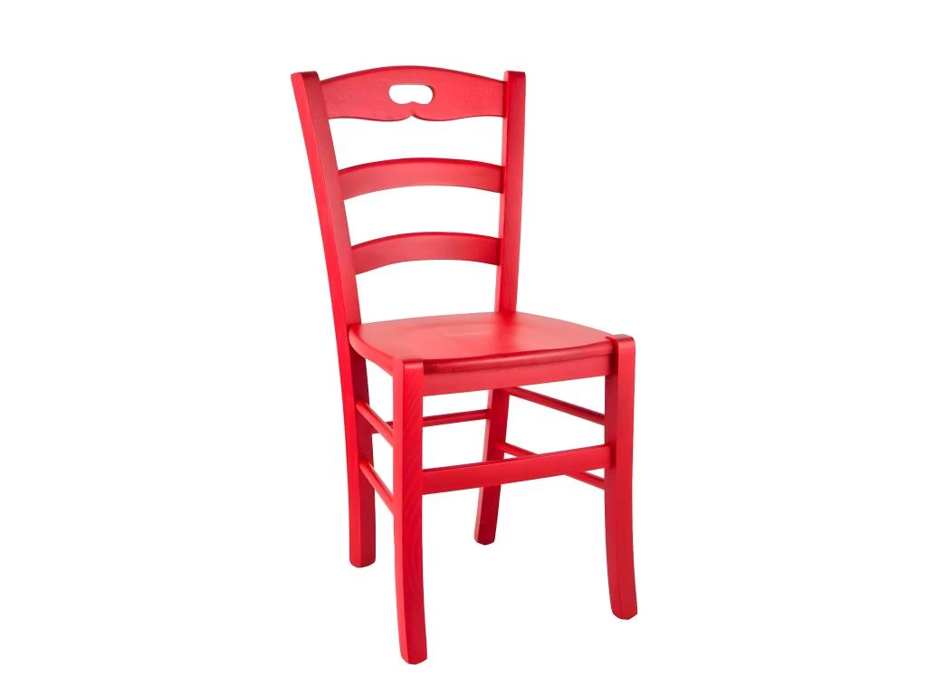SUZY - Lot De 4 Chaises Laquées Rouge Et Assises En Bois 4 SUZY - Lot De 4 Chaises Laquées Rouge Et Assises En Bois – Image 2