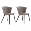 KOLYE - Lot De 2 Chaises Velours Gris Et Pieds Métal 2 KOLYE - Lot De 2 Chaises Velours Gris Et Pieds Métal -Magasin de meubles de restaurant chaise 9219289