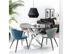 KOLYE - Lot De 2 Chaises Velours Gris Et Pieds Métal -Magasin de meubles de restaurant chaise 9219291