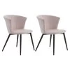 KOLYE - Lot De 2 Chaises Velours Rose Et Pieds Métal