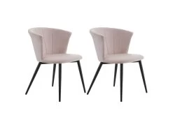 KOLYE - Lot De 2 Chaises Velours Rose Et Pieds Métal