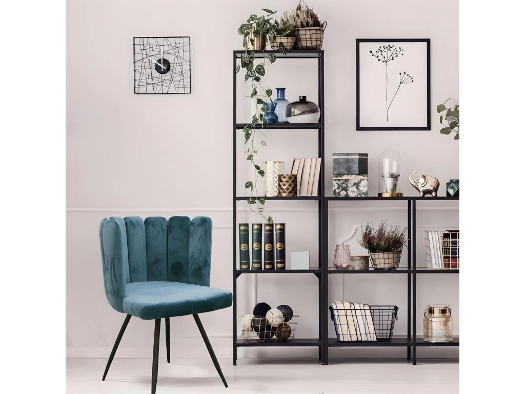 Chaise Ariel Velours Bleu Canard - Bleu Canard 4 Chaise Ariel Velours Bleu Canard - Bleu Canard – Image 2