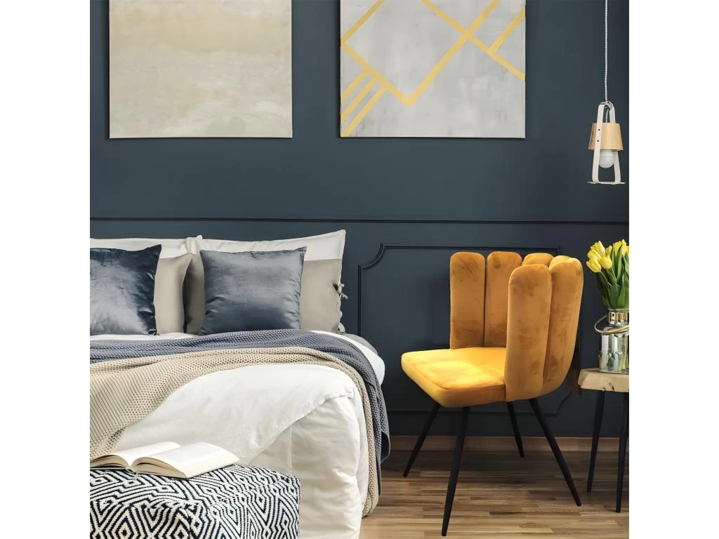 Chaise Ariel Velours Jaune Moutarde - Jaune Moutarde 4 Chaise Ariel Velours Jaune Moutarde - Jaune Moutarde – Image 2