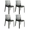 Lot 4 Chaises Ajourées Empilables Noires - GRUYER -Magasin de meubles de restaurant chaise 9235169