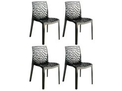 Lot 4 Chaises Ajourées Empilables Noires - GRUYER