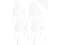 KAYELLES Lot De 4 Chaises De Cuisine Nid D’abeille OTA (Blanc)