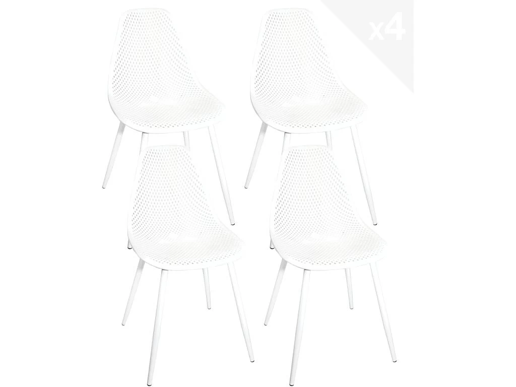 KAYELLES Lot De 4 Chaises De Cuisine Nid D’abeille OTA (Blanc) 3 KAYELLES Lot De 4 Chaises De Cuisine Nid D’abeille OTA (Blanc)
