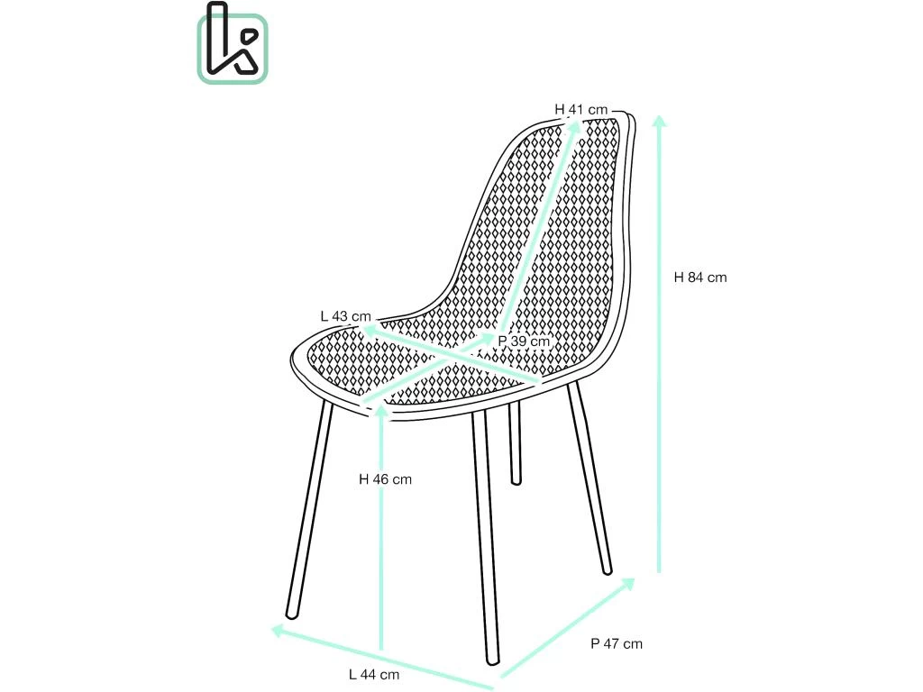KAYELLES Lot De 4 Chaises De Cuisine Nid D’abeille OTA (Blanc) 7 KAYELLES Lot De 4 Chaises De Cuisine Nid D’abeille OTA (Blanc) – Image 5