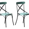 BISTRO - Set De 2 Chaises De Repas Vintage En Métal Bleu -Magasin de meubles de restaurant chaise 9239261
