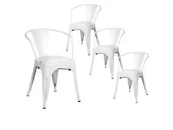 LUCY - Lot De 4 Chaises Métalliques Blanches