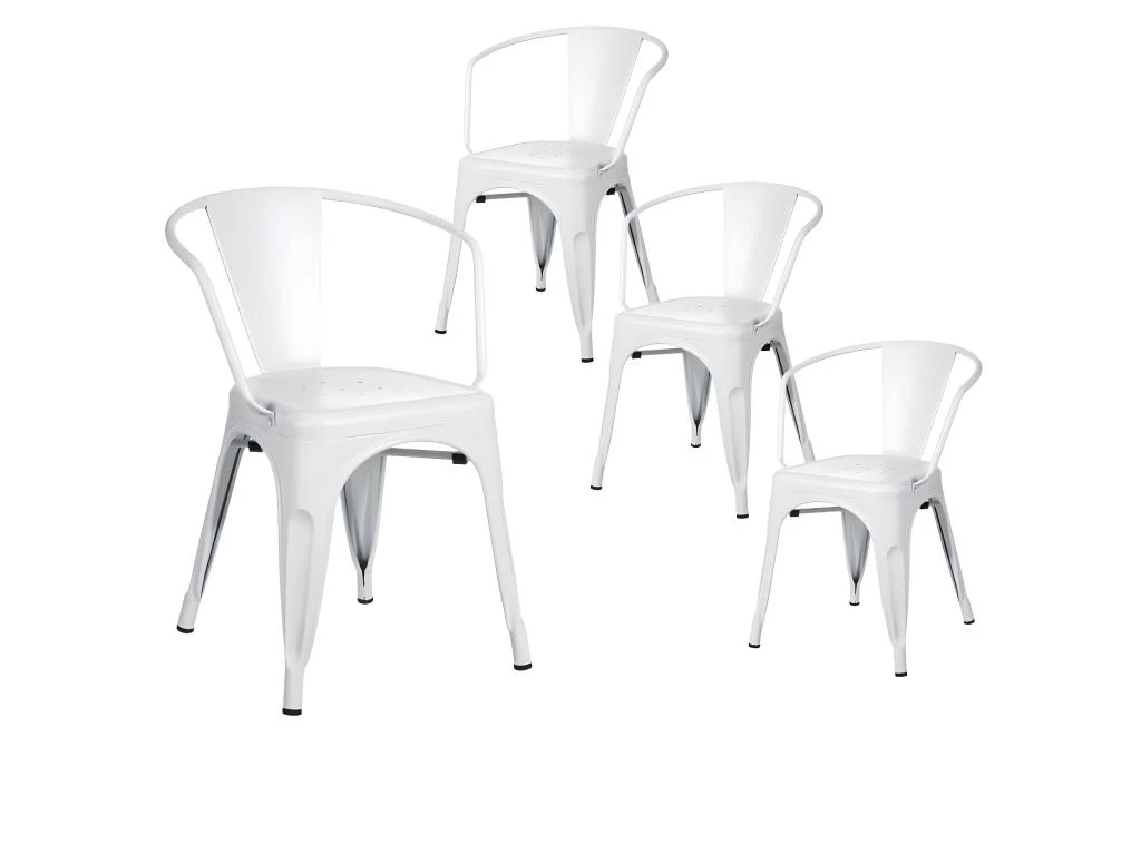 LUCY - Lot De 4 Chaises Métalliques Blanches 3 LUCY - Lot De 4 Chaises Métalliques Blanches