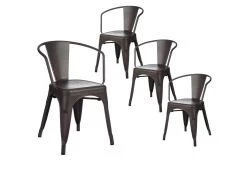 LUCY - Lot De 4 Chaises Métalliques Gris Anthracite